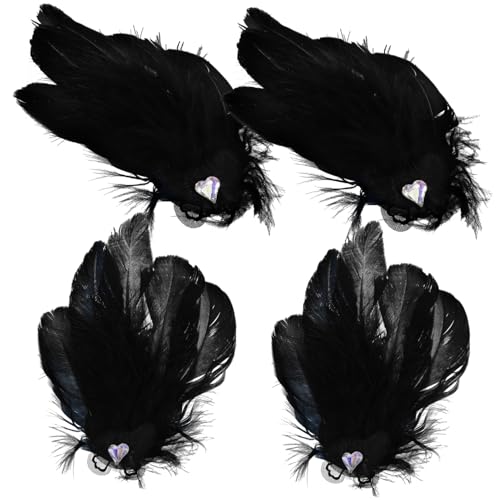 WRITWAA 4 Stck. Schwarze Federhaarzubehör Clips dekorativ Braut- Styling Haarklammer Haarspange für Frauen Haarspangen Mädchen Kopfbedeckung Haarspangen süß Frauenclip Stoff von WRITWAA