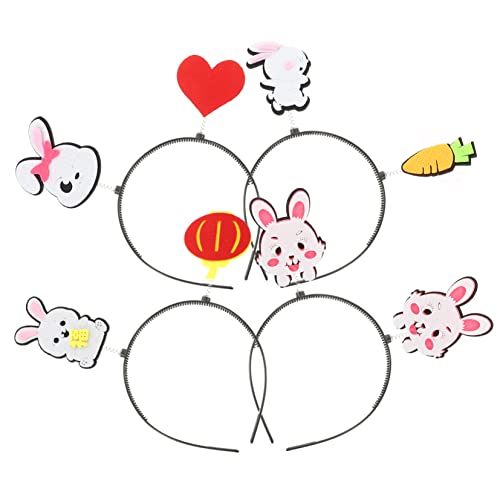 WRITWAA 4 Stück „Jahr Des Hasen“ Stirnbands Bandeau Bänder Neujahrs Party Stirnband Ostern Zubehör Stirnband Requisite Party Haarschmuck Dekorationen Party Haarband Vierer Make Up von WRITWAA