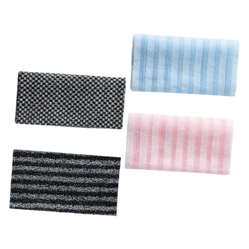 WRITWAA 4 Stück Badetuch duschzubehör duschschrubber Exfoliation Handtuch Hautschrubber Handtuch Peelinghandtuch Reise Luffa Rückenreiniger Rückenkratzer Peeling-Rückenwäscher Polyester von WRITWAA