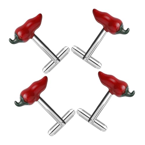 WRITWAA 4 Stück Chili Manschettenknöpfe für Herren und Damen Kreative und Auffällige Knopfabdeckungen für Geschäftstreffen Hochzeiten und Partys Metall Manschettenknöpfe Design von WRITWAA
