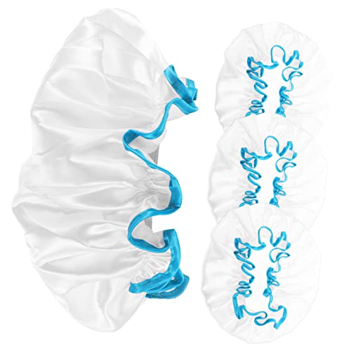 WRITWAA 4 Stück Duschhaube Damen Wasserdichte Wiederverwendbare Duschhaube für Haare Elastisch für Zuhause Reisen Salon Schützt das Haar Beim Duschen von WRITWAA