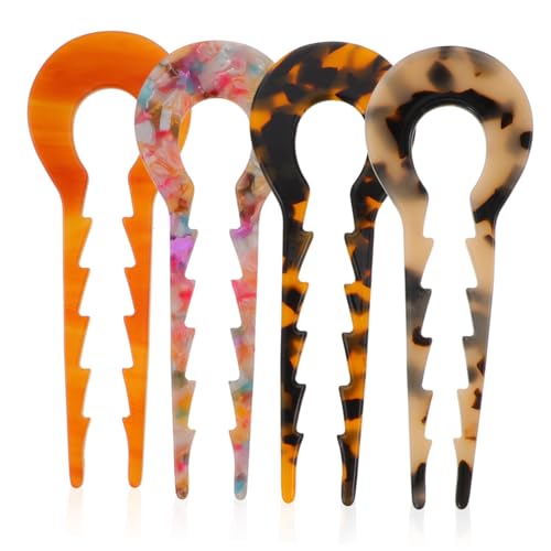 WRITWAA 4stücke U-förmige Acetat-haarstäbe Haarnadel Zur Frisur Haaraccessoires Für Frauen Einfache Und Stilvolle Haargabeln Zum Sichern Von Dutt von WRITWAA