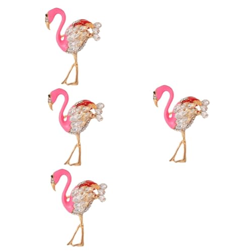 WRITWAA 4 Stück Flamingo-Brosche brooches for women damen brosche Kreative Brosche Strassstifte Kostüm Hüte Strassnadel Kleidungsbrosche Tier Hut Zubehör schmücken Fräulein von WRITWAA