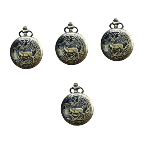 WRITWAA 4stücke Vintage Taschenuhr Retro Kettenuhr Für Männer Und Frauen Präzise Quartz-Uhr Mit Schützender Klappe Stilvolles Accessoire Für Jeden Anlass Perfektes Für Jubiläen von WRITWAA