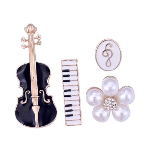 WRITWAA 4 Stück Geigenbrosche Boutonniere Krawattennadeln Und Clips Für Männer Broschen Für Frauen Musik Krawattenklammer Stern Abzeichen Anstecknadel Kawaii Geige von WRITWAA