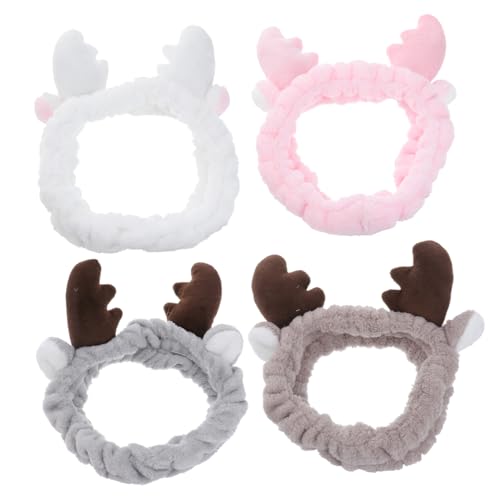 WRITWAA 4stücke Plüsch Haarband Damen Antler Design Weihnachts-haaraccessoires Für Gesichtspflege Und Make-up Für Weihnachtsfeiern Und Alltagsgebrauch von WRITWAA