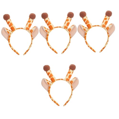 WRITWAA 4 Stück Geweih Stirnband Tiere Ohr Haarband Rentierhaar-Accessoires Tier verkleiden sich Stirnband Stirnbänder niedliche Haaraccessoires Cartoon-Giraffenohren-Stirnband Plüsch von WRITWAA