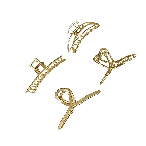 WRITWAA 4stücke Haarspange Groß Metall Goldfarben Haarkralle Haarspange Für Mädchen Haarklammern Elegant Haaraccessoire Für Dicke Haare von WRITWAA