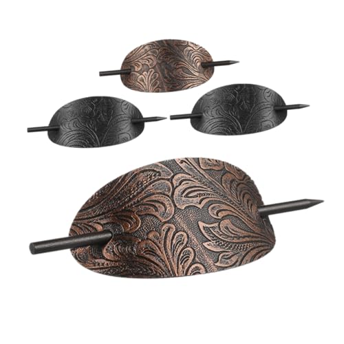 WRITWAA 4stücke Vintage-haarnadel Aus Leder Mit Stab Ovale Form Für Sicheren Halt Bronzefarbene Leder-haarnadel Für Damen Haarknotenhalter Im Retro-stil Haarnadel Für von WRITWAA