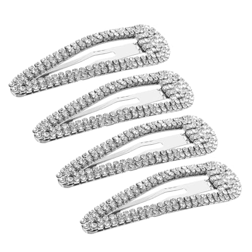 WRITWAA 4 Stück Haarspange mit Strass haar haarschmuck Trendige Haarclips Haarklemmen-Set Verzierte Haarspangen heiraten deko Mädchen Haarzubehör kleine Haarspangen Eisen Silver von WRITWAA