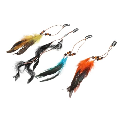 WRITWAA 4stücke Fransenohrringe Mit Haar-strasssteinen Für Frauen Wikinger-accessoires Lange Schwarze Ohrringe Krone Pfauen-haarspange Renaissance-accessoires Handgefertigtes Produkt von WRITWAA