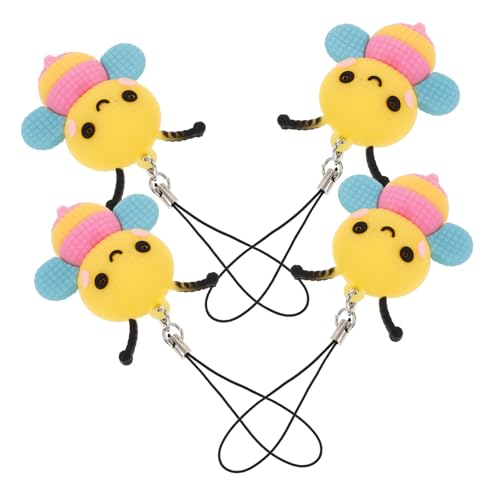 WRITWAA 4 Stück Handyseil Kleiner Anhänger Waben Telefonanhänger Telefonanhänger Armband Bienenform Schlüsselanhänger Telefonanhänger Anhänger Dekoration Telefonanhänger Mit von WRITWAA