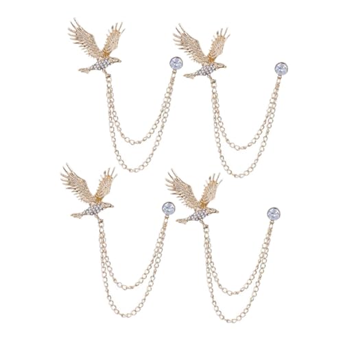 WRITWAA 4 Stück Herren Brosche mit Kette Legierung und Strass Anstecknadel für Anzüge Mäntel und Jacken Stilvolles Accessoire für Formelle und Anlässe von WRITWAA