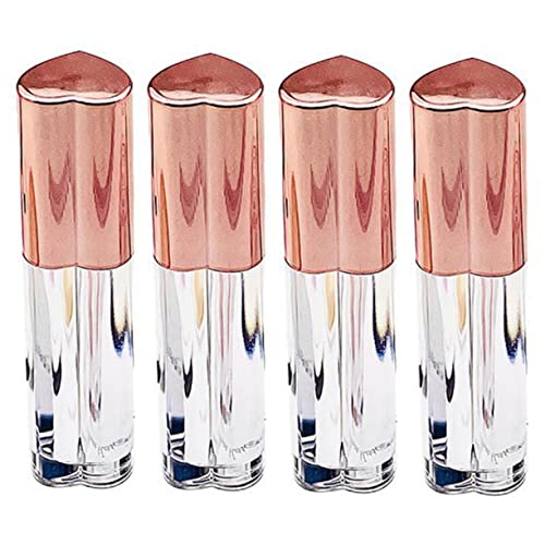 WRITWAA 4 Stück Herzförmige Leere Lip Gloss Tuben Transparente Kosmetikflasche mit Zauberstab Nachfüllbare Lippenfarbe Behälter für Zuhause Büro und Reisen von WRITWAA