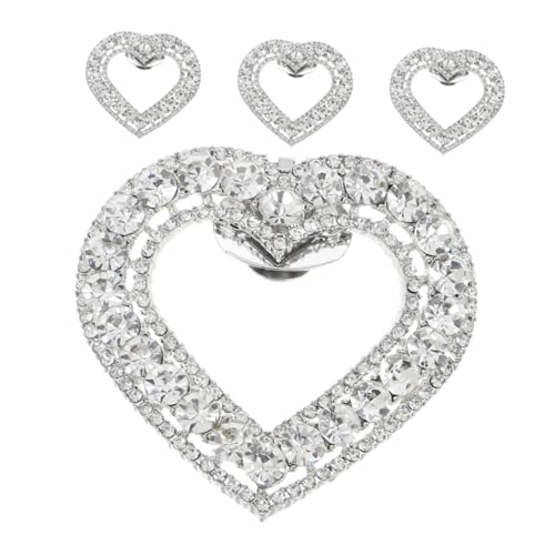 WRITWAA 4 Stück Herzförmige Strass Schnallen für Damen Abnehmbare Dekoration für Hochzeiten und Partys Funkelnde Accessoires für Schuhe von WRITWAA