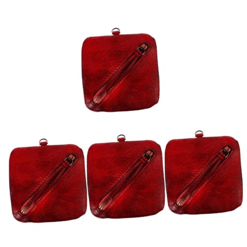 WRITWAA 4 Stück Kleine Reißverschlusstasche Geldbörse Wechseln Geldbörse Für Münzen Schminktasche Klein Für Die Handtasche Kleines Schminktäschchen Für Die Handtasche Rindsleder von WRITWAA