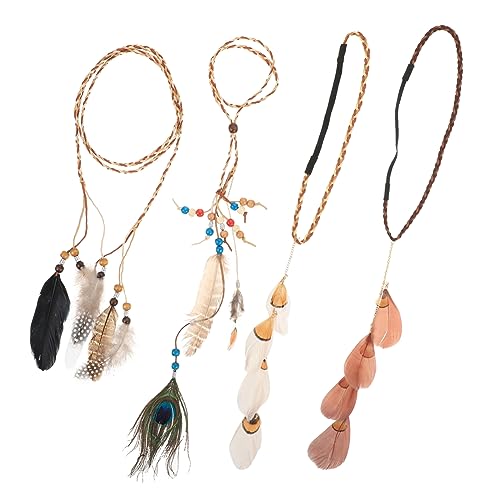 WRITWAA 4 Stück Kopfschmuck Anzug Spitze Damen Haarschmuck Stirnband Niedliche Bänder Für Modefestivals Ausgefallene Haarbänder Mädchen Haarschmuck Kopfband Federhaarband von WRITWAA