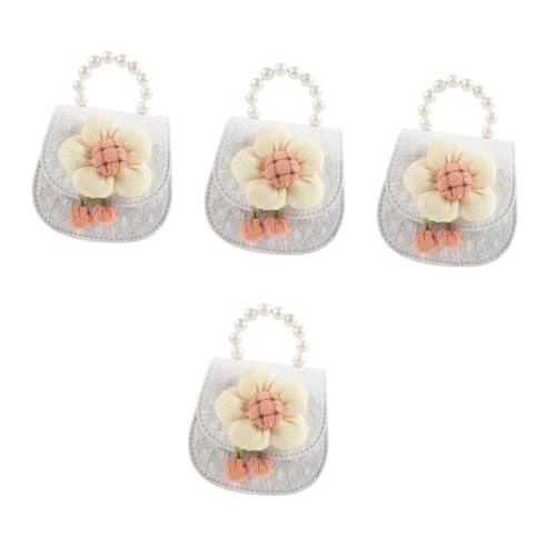 WRITWAA 4 Stück Koreanische Version Der Kinder-perlenhandtasche Umhängetasche Cartoon Niedliche Blumen-geldbörse Damen-umhängetasche (weiß) Wickeltasche Für Draußen Geldbörse Metall von WRITWAA