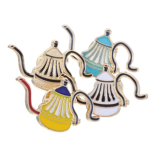 WRITWAA 4 Stück Kreative Kaffee Kannen Pins aus Langlebiger Bunte Emaille Broschen mit Kunstvollem Design für Kaffee Fans Rucksäcke Kleidung und Geschenkideen von WRITWAA