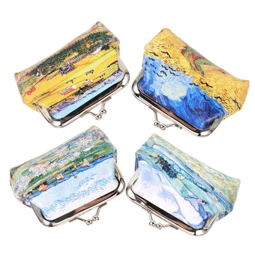 WRITWAA 4 Stück Tragbare Kosmetiktasche für Damen Dekorative Clutch für Schreibwaren Münzen und Kosmetik Leichte und Verstellbare Geldbörse für Reisen und Alltag von WRITWAA