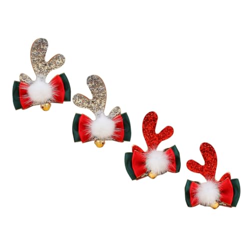 WRITWAA 4 Stück Niedliche Weihnachts Haarspangen Teiliges Cartoon Geweih Haarklammern für Leichtes Langlebiges Material Sicherer Halt für Weihnachtsfeier Karneval Hochzeit Fotografie von WRITWAA