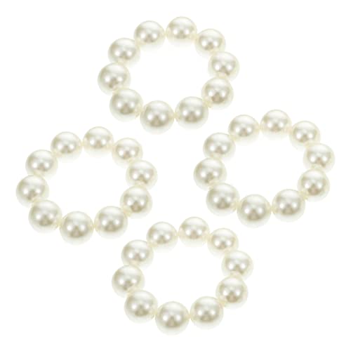 WRITWAA 4 Stück Perlenkopfseil Haarring Perlen Pferdeschwanz Weiche Haargummis Für Accessoires Perlen Mädchen Haargummi Armbänder Hochzeitshaar Süße Haargummis Dicke Haarbänder von WRITWAA
