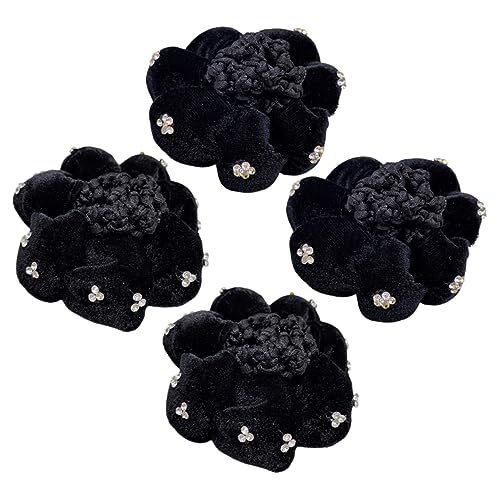 WRITWAA 4 Stück Pinhai Netz Kopfschmuck Geformte Netze Haar Gast Mädchen Bobby Topper Dutt Caterer Tänzer Elastisch Für Damen Zopf Polyester Schwarz von WRITWAA