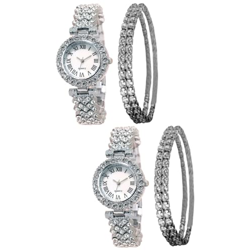 WRITWAA 4stücke Damen Armbanduhr Und Armband Elegante Quarz-Uhr Mit Strass Für Mädchen Für Verschiedene Anlässe Als Zu Halloween Geburtstag Oder Weihnachten von WRITWAA