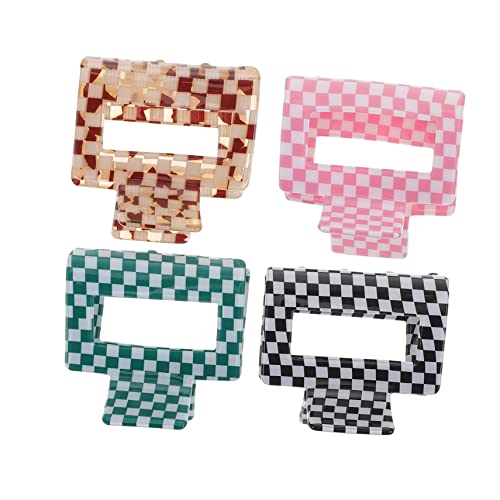 WRITWAA 4 Stück Schachbrett Haarschmuck Kiefer Dicke Karierte Clips Für Haarkrallen Haarspangen Kleine Styling Mädchen Große Haarspangenklemmen Frauen Rosa Dünne Bunte Haarspange von WRITWAA