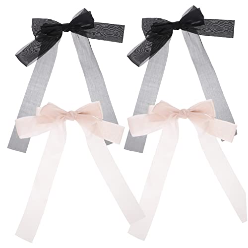 WRITWAA 4 Stück Schleifen Haarnadel Für Mädchen Rote Schleife Haarspange Haarnadel Weiße Schleifen Damen Haarspangen Schwarze Schleife Für Haare Weihnachts Haarspangen Dekoration von WRITWAA