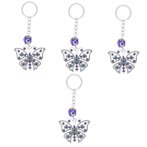 WRITWAA 4 Stück Schlüsselanhänger freundschaftsgeschenke freundschafts plüschanhänger Keychain Schlüsselringe Taschenanhänger mit bösem Blick Autodekor des bösen Blicks Legierung von WRITWAA