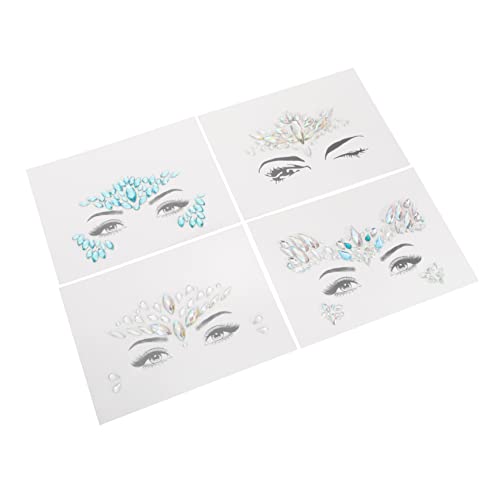 WRITWAA 4 Stück Strass Gesicht Edelsteine Aufkleber Temporäre Tattoos für Augen und Körper Selbstklebende Gesichtsjuwelen Sicher und Gesund Einfach Anzubringen von WRITWAA