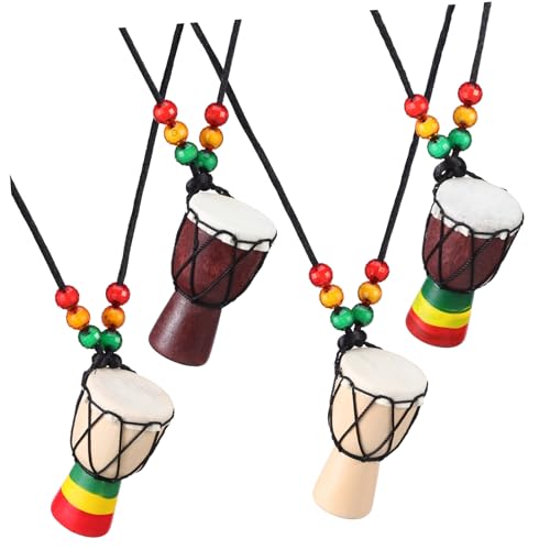 WRITWAA 4 Stück Tamburin Halskette Schmuck Djembe Trommel Anhänger Schmuckherstellungszubehör Kleine Schmuckanhänger Afrikanische Trommel Halskette Instrument Anhänger von WRITWAA