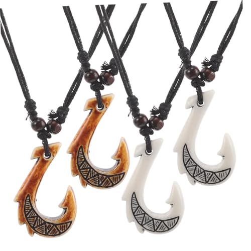 WRITWAA 4 Stück Teiliges Fischhaken Halsketten Retro Resin Anhänger Ethnische Schmuckstücke für Herren Damen Vielseitiger Stil für Alltag Party und Reisesouvenirs WRITWAA 4 Stück Teiliges Fischhaken Halsketten Retro Resin Anhänger Ethnische Schmuckstücke für Herren Damen Vielseitiger Stil für Alltag Party und Reisesouvenirs von WRITWAA