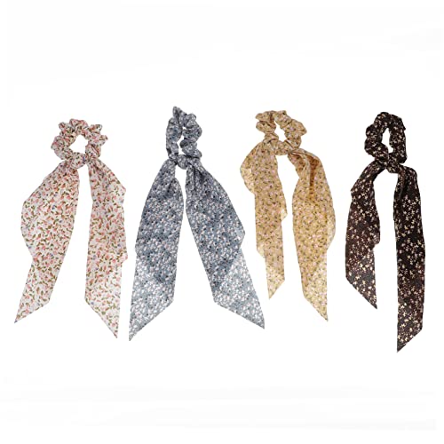 WRITWAA 4 Stück Teiliges Haargummis aus Elastischem Band für Damen Stilvolle Haarschmuck Ringe Verschiedenen Farben für Täglichen Gebrauch und Besondere Anlässe Zufällige von WRITWAA