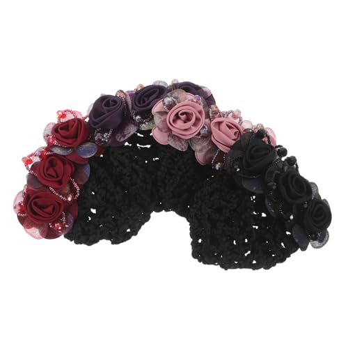 WRITWAA 4 Stück Teiliges Haarnetz mit Blumen-clip Stil Leichtes Mesh Haarnetz und Stoffblumen Haarnadel Langlebig Komfortabel Chinesische Haarschmuck für Frauen Alltag und Festtage von WRITWAA