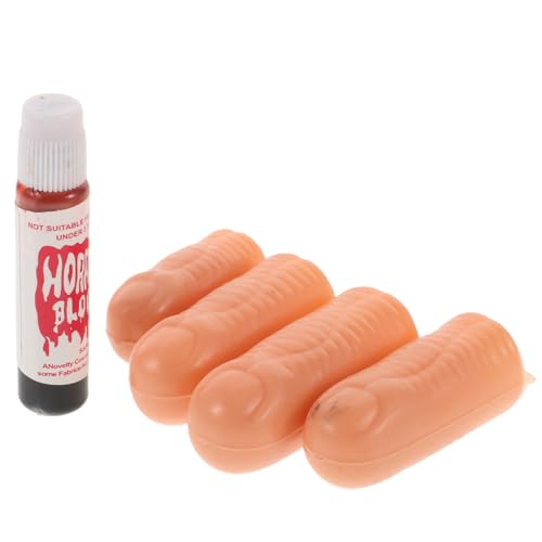 WRITWAA 4 Stück Teiliges Halloween Requisiten mit Realistischen Falschen Fingern und Kunstblut Hautfreundlich Einfach Anzuwenden und Wiederverwendbar für Bühnenauftritte Cosplay und von WRITWAA