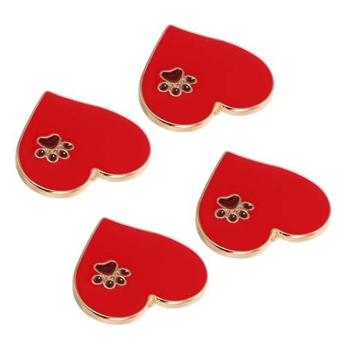 WRITWAA 4 Stück Teiliges Herz Pfoten Anstecknadel Langlebiger Legierung mit Emaille Dekorative Tierbrosche für Kleidung Taschen Jacken Stilvolles für von WRITWAA