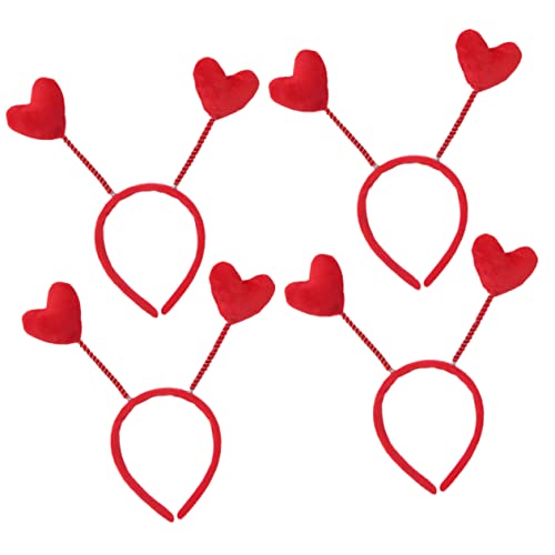 WRITWAA 4 Stück Teiliges Herzförmige Haarreifen für Mädchen Rotes Haarschmuck Federtyp Stirnband Party Accessoire Langlebig von WRITWAA