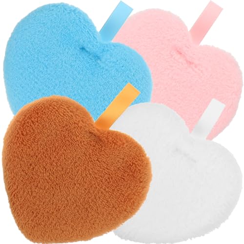 WRITWAA 4 Stück Teiliges Herzförmiger Makeup Puderpuff Weiche Waschbare Kosmetikschwämme für Puder und Grundierung Hautfreundlich für Sanfte Anwendung Empfindlicher Haut von WRITWAA
