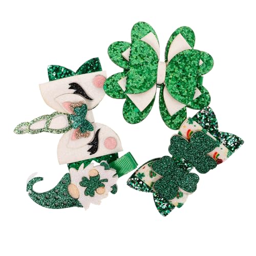 WRITWAA 4 Stück Teiliges Kleine Haarspangen für Mädchen St Patrick's Day Dreiblättriges Kleeblatt Design Leichte Haarschmuck Clips Fest Haltend und Bequem für Alltag und Festlichkeiten von WRITWAA