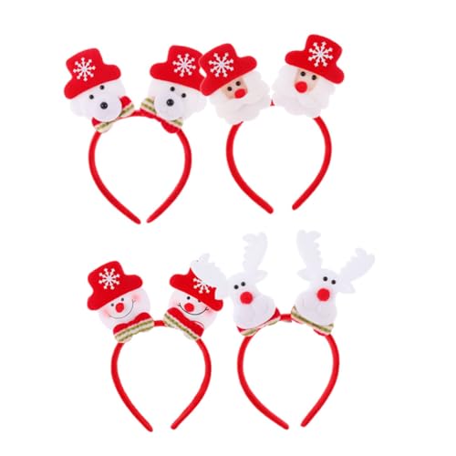 WRITWAA 4 Stück Teiliges LED Weihnachts Haarreifen mit Leuchtenden Schneemann Rentier Bär und Weihnachtsmann Festlicher Party Kopfschmuck für Erwachsene für Karneval Kostüm und von WRITWAA