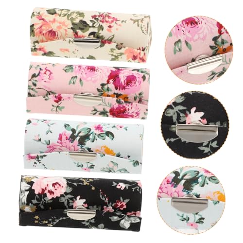 WRITWAA 4 Stück Teiliges Lippenstift etui mit Spiegel Organizer Tasche für Handtasche Kompakte Lippenstift aufbewahrung Praktische Kosmetikbox für Damen in Schwarz Weiß und Blau von WRITWAA