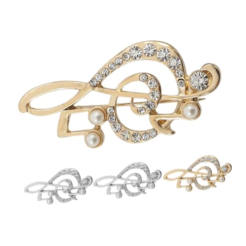 WRITWAA 4 Stück Teiliges Musiknoten Broschen aus Langlebiger Legierung Strassbesetzt Modische Anstecknadeln für Pullover Schals Jacken als für Musikliebhaber von WRITWAA