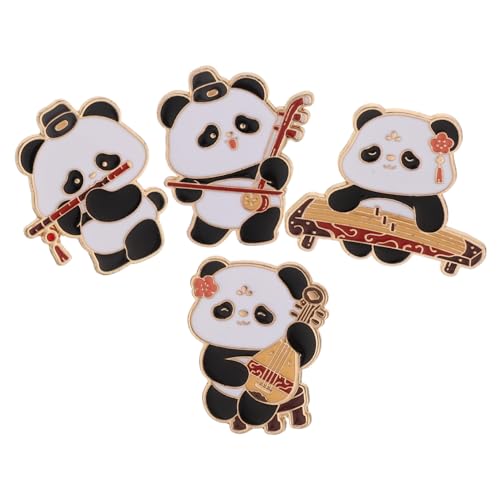 WRITWAA 4 Stück Teiliges Panda Broschen Chinesische Musik-instrumente Cartoon Metall Anstecknadeln Traditionelle Kultur-broschen für Kleidung Hüte Rucksäcke Vielseitige Sicherheitsnadeln von WRITWAA