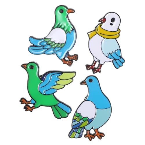 WRITWAA 4 Stück Teiliges Peace Dove Broschen Langlebigem Metall Lebhaft Grün Emaillierte Tier Anstecknadeln Vielseitig für Kleidung Taschen Schals Hüte Accessoires für Damen von WRITWAA