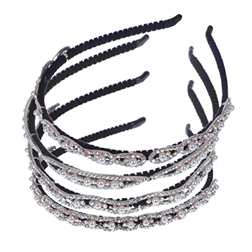 WRITWAA 4 Stück Teiliges Perlen Haarreifen für und Mädchen Haarschmuck Bänder mit Strass für Partys und Besondere Anlässe Zufälliger Stil von WRITWAA