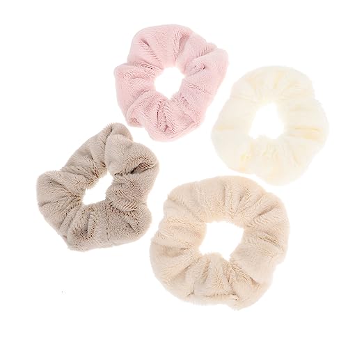 WRITWAA 4 Stück Teiliges Plüsch Haargummis für Damen Elastische Ponytail Ringe Farben Waschbare Haaraccessoires von WRITWAA