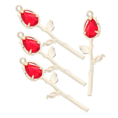 WRITWAA 4 Stück Teiliges Rosenzircon-anhänger- Funkelnde Blütenknospen Charms für Schmuckherstellung DIY Blumenanhänger für Halsketten Armbänder und Ohrringe Echtgoldbeschichtung von WRITWAA