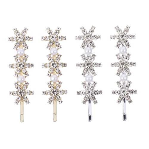 WRITWAA 4 Stück Teiliges Schneeflocken Haarschmuck Damen Weihnachts Haarnadeln mit Strass Metall Haarspangen Gold und Silber Festliche Xmas Haarclips für Party und von WRITWAA